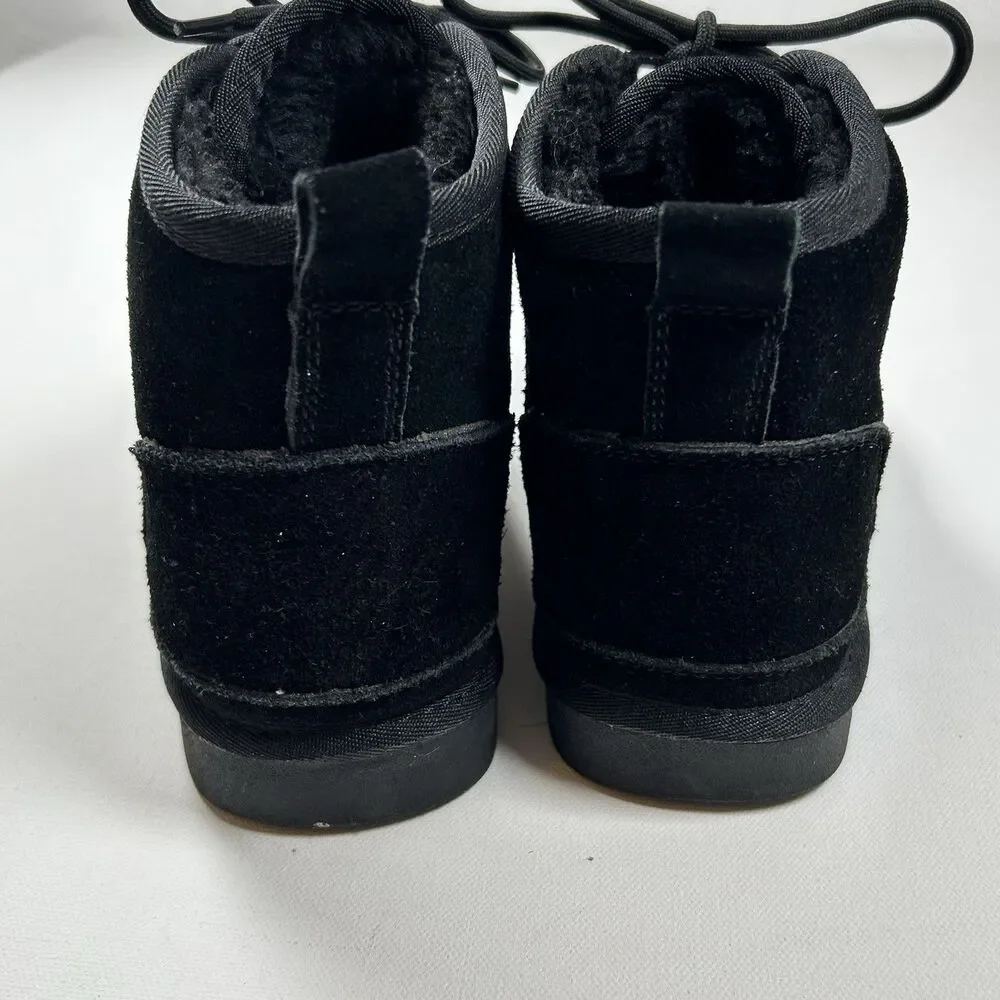 Vepose Black Suede & Faux Fur Snow Winter Boots w/ Ice Cleats Warm Womens Size 8
